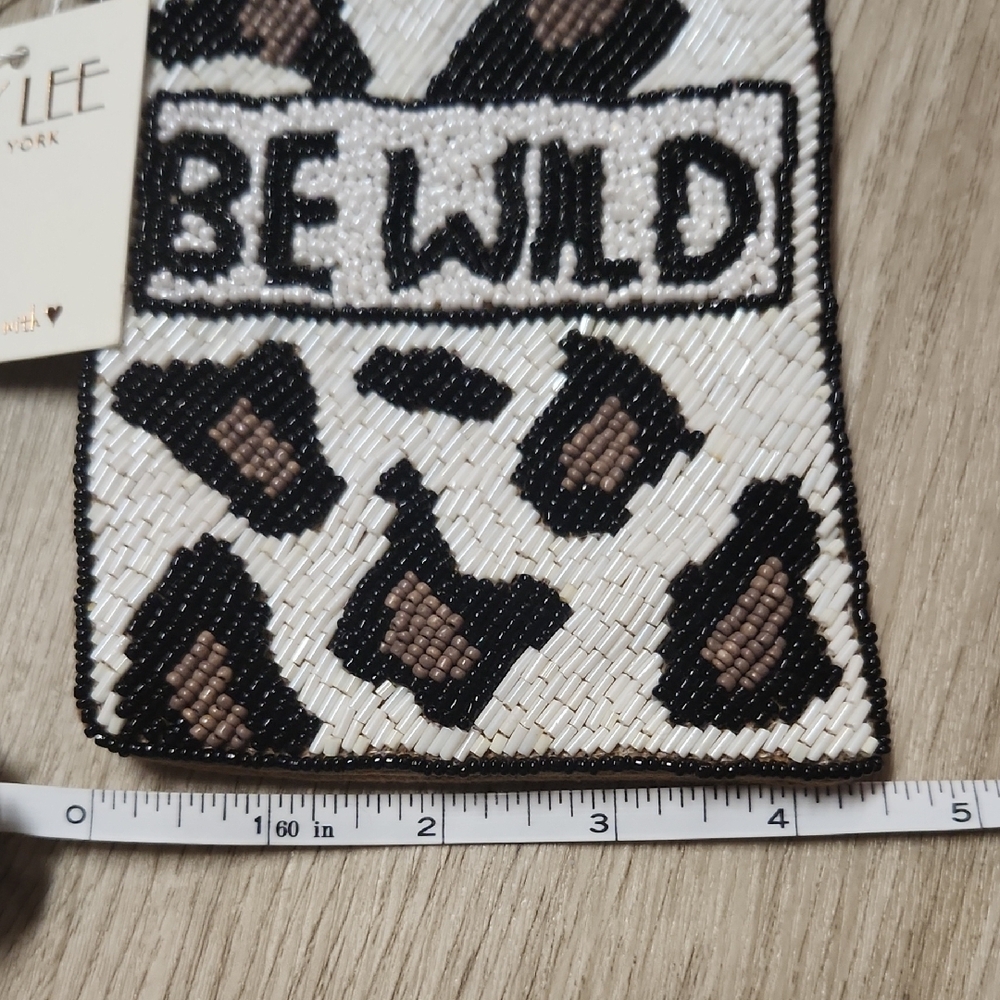 Kaytee Be Wild Beaded Clutch - White, Black, and Brown - Picture 4 of 7